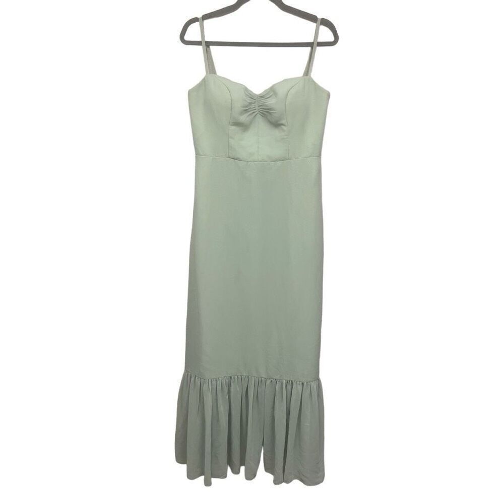 Azazie Sage Green Midi Dress with Ruffle Hem